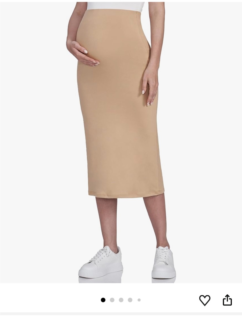 Maternity Midi Skirt in Tan